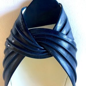 Italian, navy blue, peep-toe pump is classic!